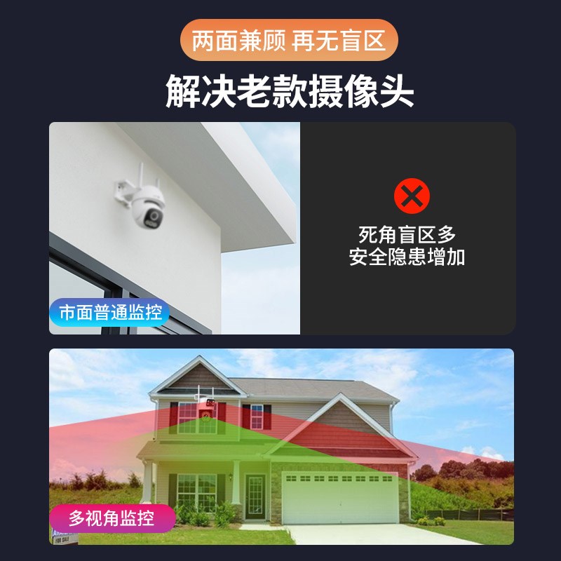 [有电无网+包流量]双镜头4G摄像头360度无死角摄影手机远程家用