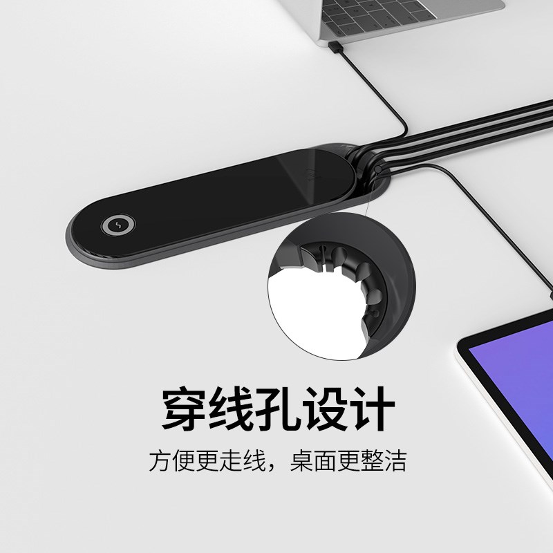 【顺丰速发】双面过线桌面插座 嵌入式可旋转排插 办公电源无线充