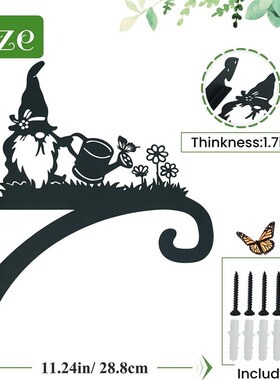 跨境户外吊篮花盆钩悬挂式动物支架挂钩重型铁制装饰侏儒动物挂件