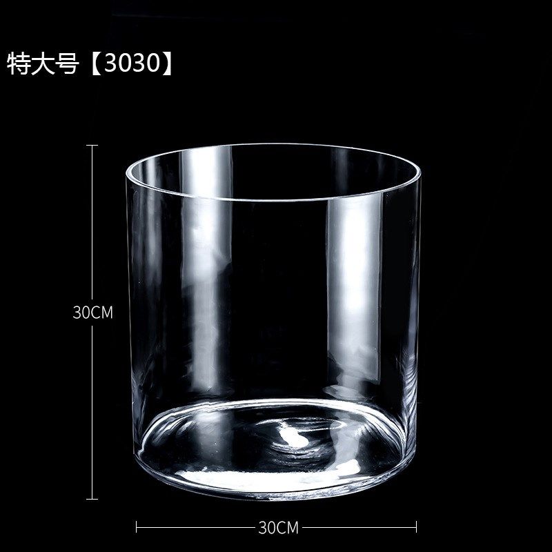 创意加厚直筒玻璃鱼缸圆柱形大号客厅落地花瓶水培透明玻璃摆件