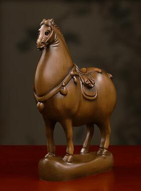 新款上市木纹精美唐马摆件中式风格办公桌可爱摆件促销活动礼品