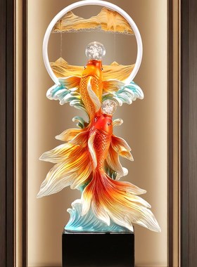 年年有鱼创意流沙画摆件高级感客厅电视柜酒柜装饰品X乔迁新居礼