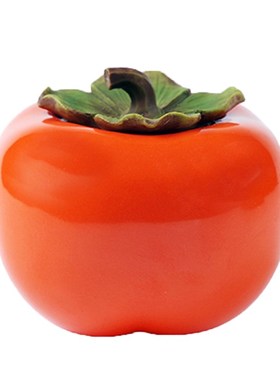 逼真柿子茶叶罐事事如意创意家居摆件陶瓷工P艺品礼品汽车内饰品