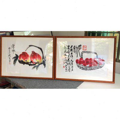 1:1齐白石荔枝图艺术微喷古代名家书法复制品餐厅装饰画装裱礼品
