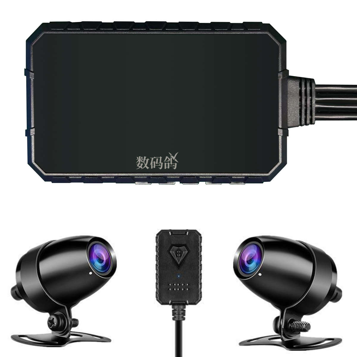 数码鸽摩托车行车无屏记录仪1080PF高清双镜头 机车无屏记录器防