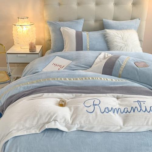 冬季双面加厚牛奶珊瑚绒床上四件套加绒被套法兰绒面床品床单床笠