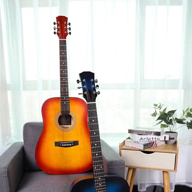 练习琴41寸全椴木圆角缺角民谣木吉他guitar吉他新手入门民谣吉他