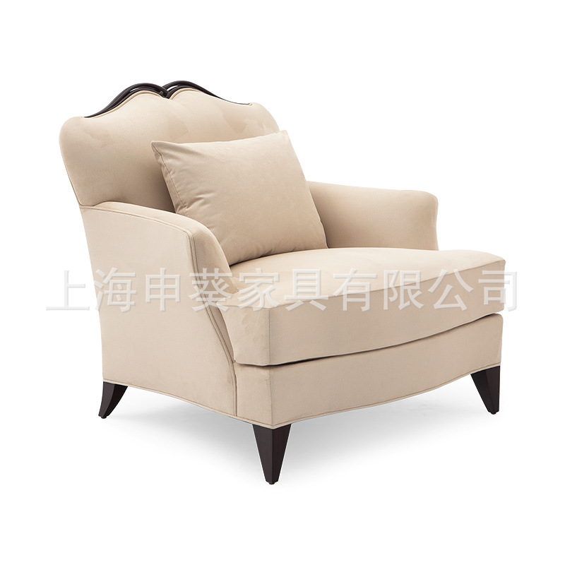 美式乡村现代简约休闲沙发椅经典轻奢单人会客沙发客厅别墅样板房