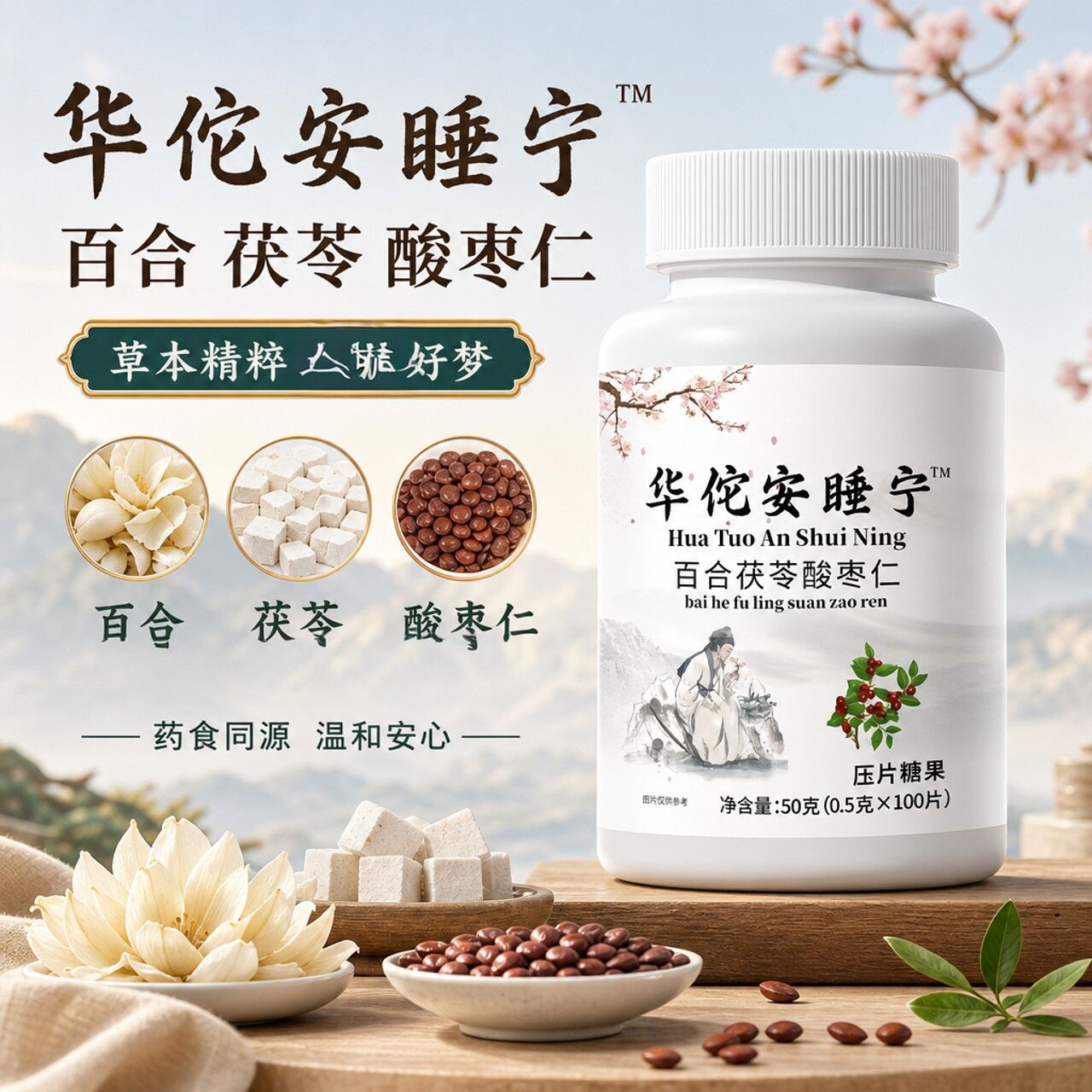 拍一发三酸枣仁安睡宁草本片剂