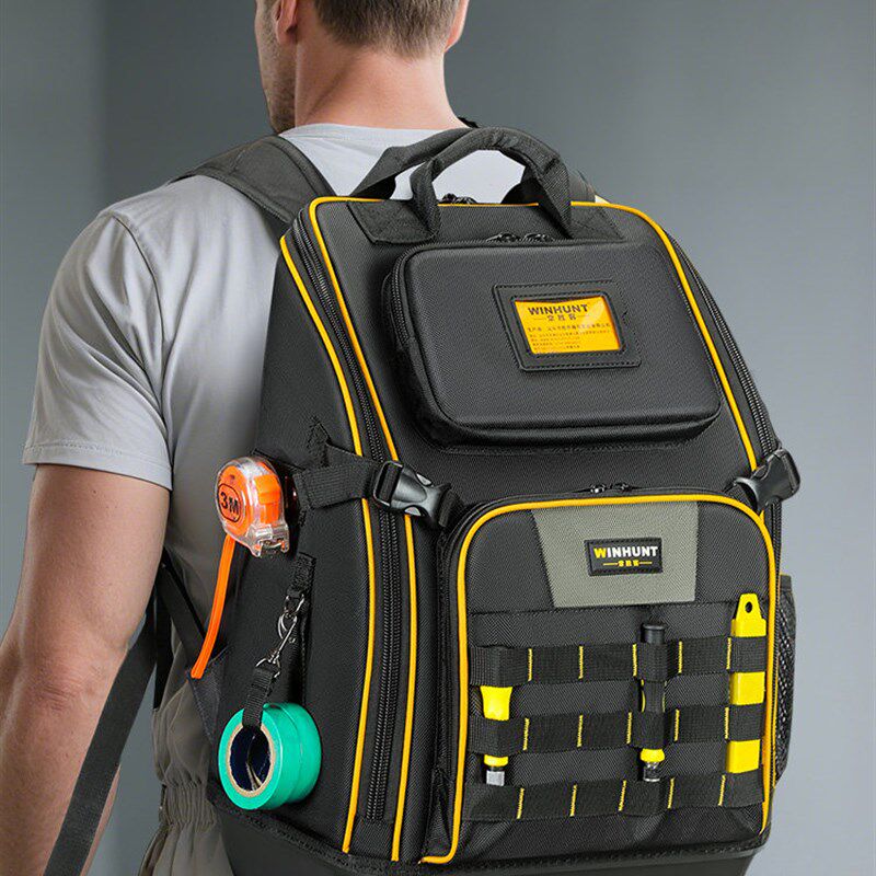 常胜客帆布结实耐用电工专用多功能维修工具双肩男大容量户外背包