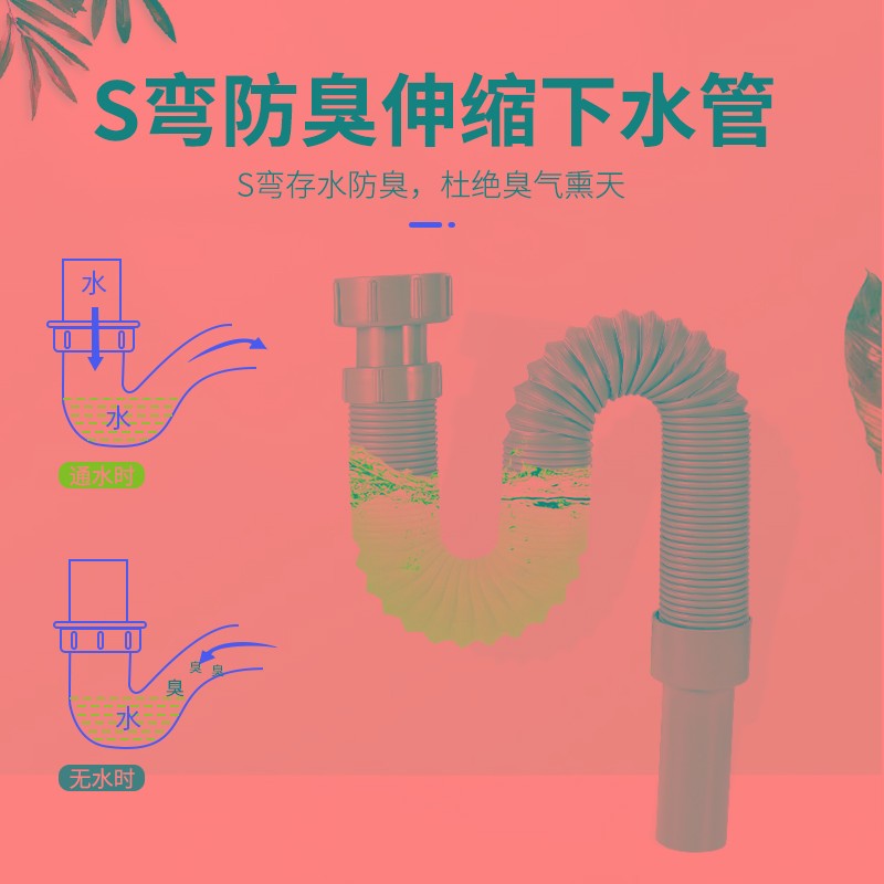 厨房洗菜盆下水管管道配件水槽双槽水池下水器洗碗池排水管子套装