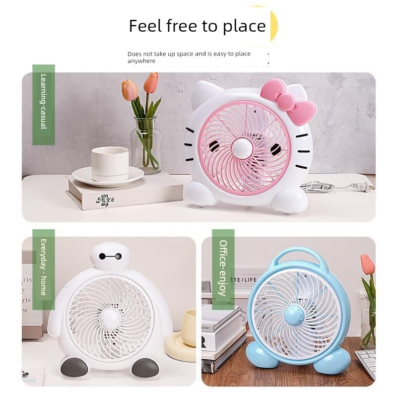 小型卡通电风扇学生宿舍床桌电风扇迷你办公室桌面桌面床边.家用