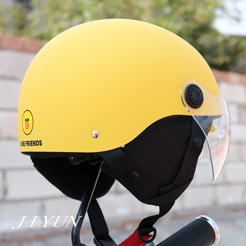 九号电动瓶摩托车3C认证布朗熊头盔女士男孩莎莉鸡安W全帽夏季半