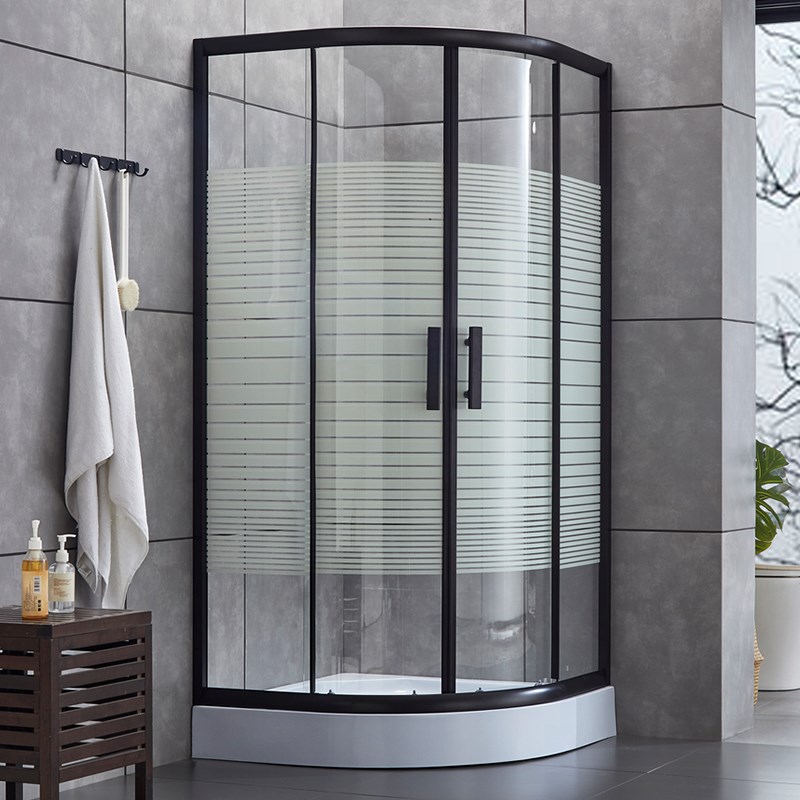 简易弧扇形淋浴房整体洗澡间钢化玻璃浴屏干湿分离沐浴房浴室防水