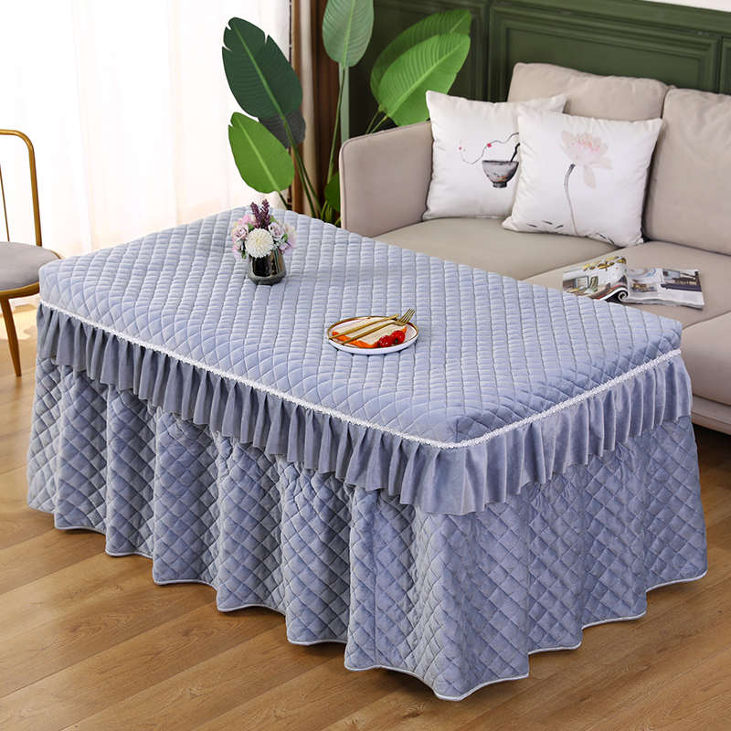 加厚绒电炉罩烤火罩长方形裙摆式冬季家用茶几取暖V桌布电暖炉被