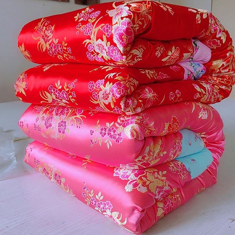 古代老式丝绸缎杭州n织锦缎被面结婚四季被套被子被芯定制被棉花