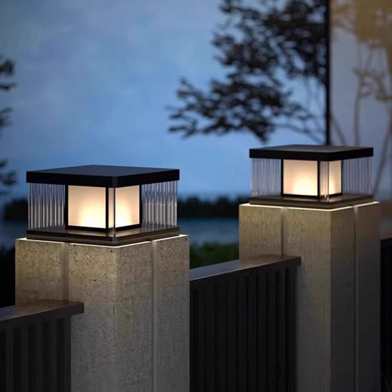 太阳能柱头灯庭院大门灯门柱灯户外围墙灯防水柱子灯别.墅大门柱
