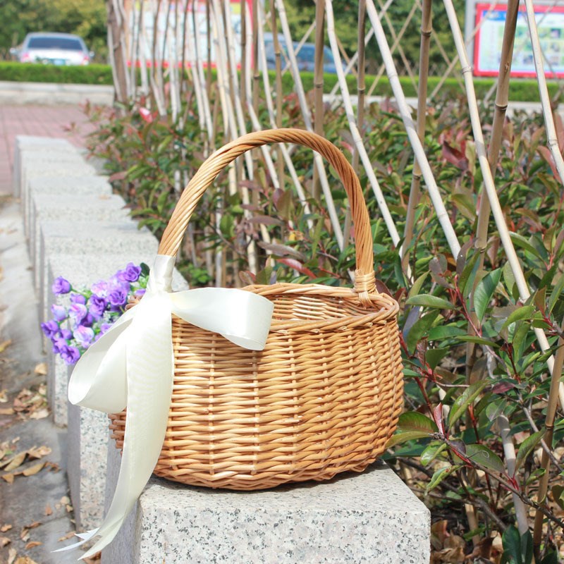 PH2Y柳编藤编j收纳篮花篮装饰篮小朋友手提篮采花篮插花拍照大书