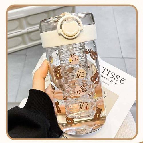大容量水杯d玻璃杯女生高颜值茶水分离杯新款杯带吸管泡茶杯随手