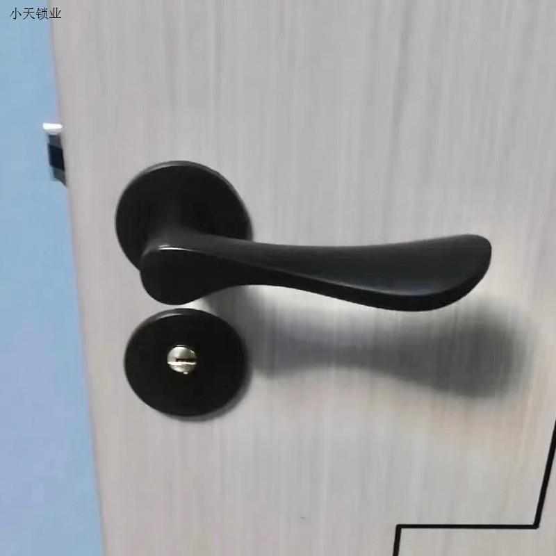 卧室房间锁具静音门把手黑色家用磁F吸锁房门锁分体木门锁室内.