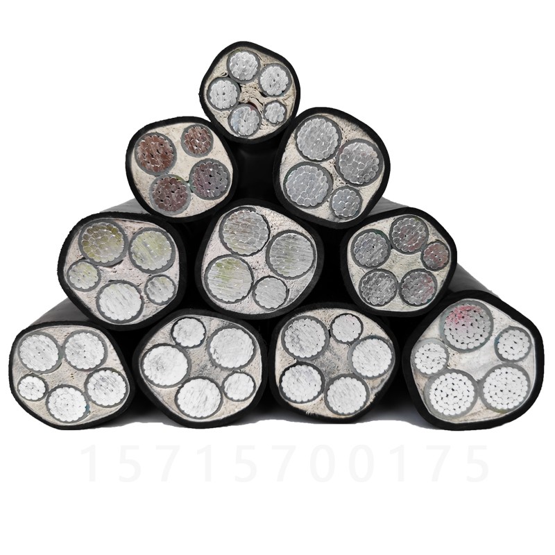 国标中策铝芯4芯V3x16/25/35/50平方3+1芯三相四线电力电缆