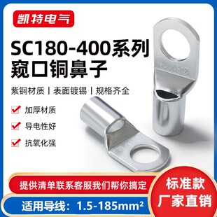 SC铜鼻子185平方240平方300/400平方 窥口紫铜镀锡线耳接线端子