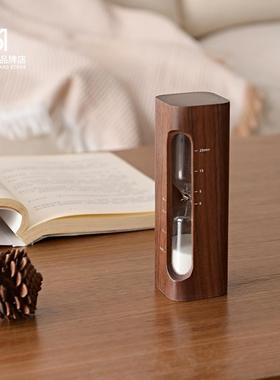 法式中古风沙漏计时器客厅桌面装饰摆件办公室实木复古风创意礼物
