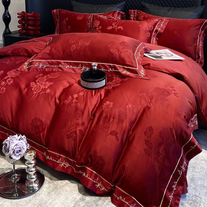 水洗棉婚庆四件套喜庆大红色床单被套结婚床上用品2025新款,床上用品,床品套件/四件套/多件套,淘宝优惠券,粉丝福利购,淘宝优惠卷