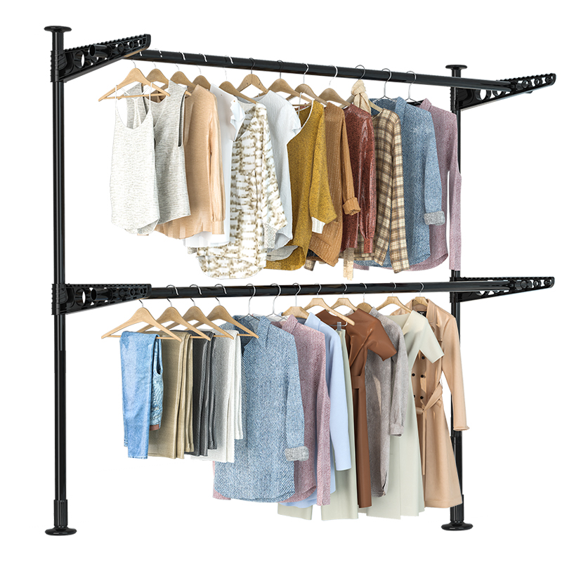 顶天立地窗台晾衣架室内阳台窗户晒被子窗框晾衣杆单杆飘窗晒衣架