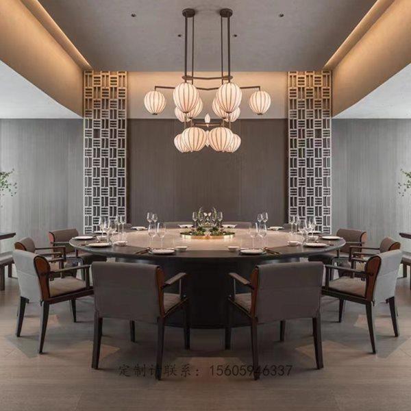 酒店圆桌电动餐桌岩板转盘内嵌实木桌椅组合轻奢20人包厢桌子定制,住宅家具,岩板餐桌,淘宝优惠券,粉丝福利购,淘宝优惠卷