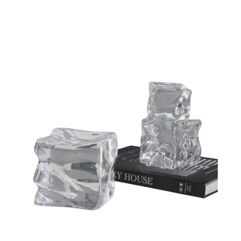 现代简约创意透明不规则冰块几何摆件样板房售楼处桌面茶几书架