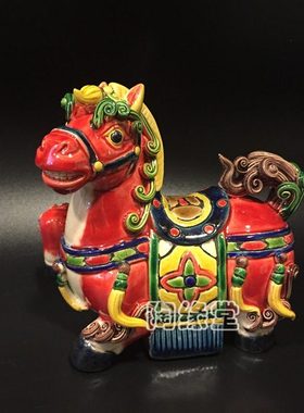 陶瓷动物摆件石湾陶瓷公仔精品家居饰品礼品动物十二生肖招财马