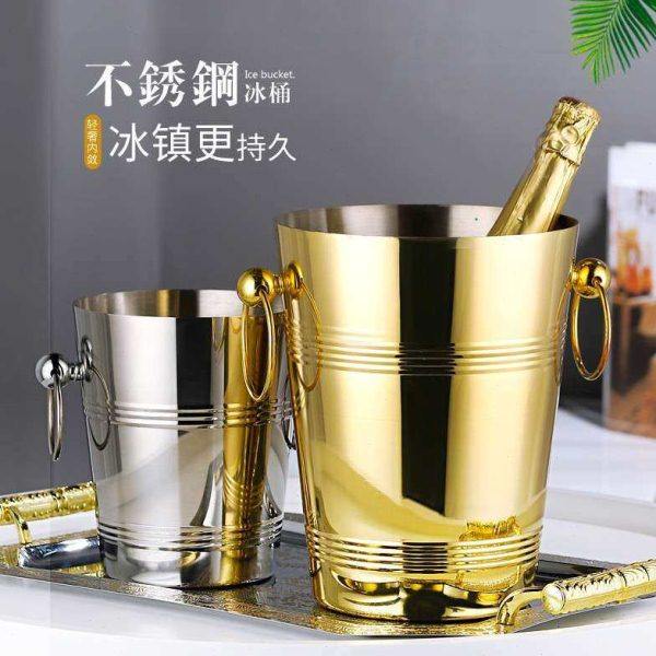 奢华不锈钢冰桶欧式家用香槟桶商用酒吧装冰粒桶红酒啤酒保温桶