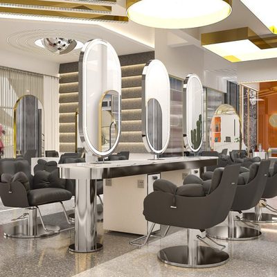 理发店镜台美发镜子发廊专用美发店镜台柜子一体烫染区剪发双面镜