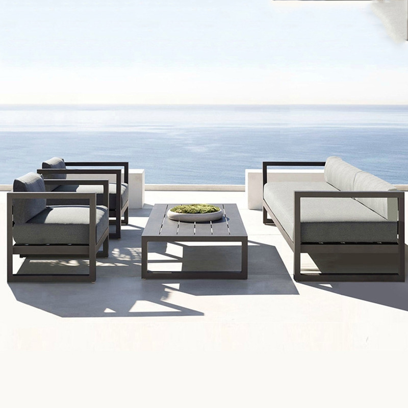 北欧户外休闲沙发外露纯铝合金桌椅藤编沙发椅子组合庭院防水藤椅