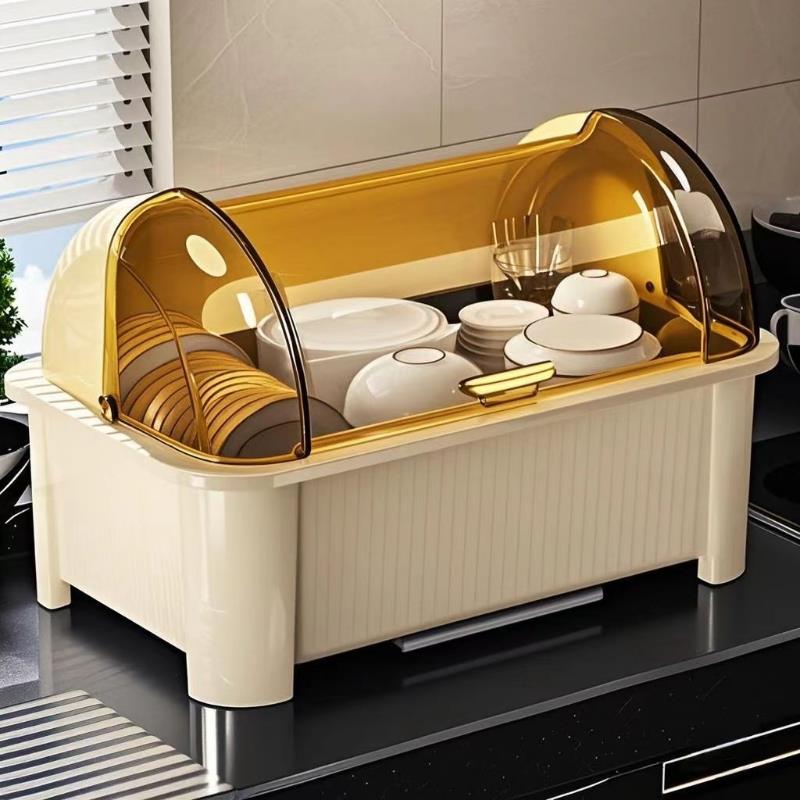 碗筷收纳盒碗架餐具放碗碟盘子家用防尘厨房碗柜沥水架内置大容量