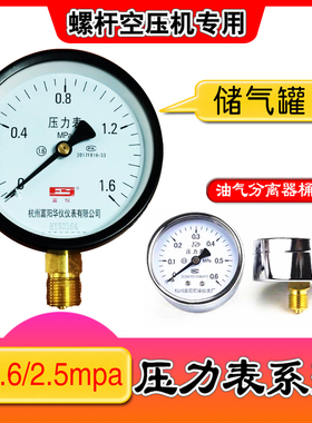 螺杆空压机储气罐压力表油气分离器油分桶油表M20*1.5 2分油压表
