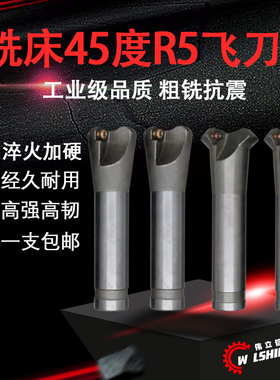 伟立信-铣床45度直柄刀把 方刀把 R5圆刀粒 倒角铣床 加硬铣刀杆