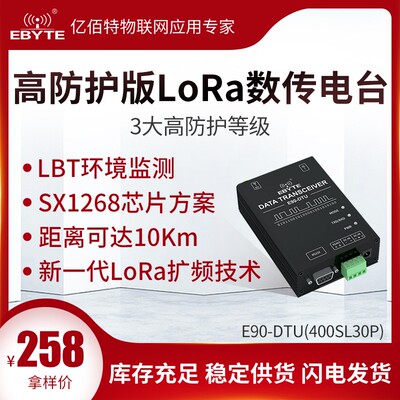 亿佰特DTU数传电台LoRa模块无线RS485中继组网PLC通讯SX1268/1262