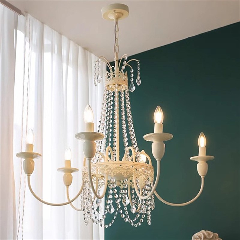 法式复古客厅吊灯水晶美式乡村别墅大气公主房卧室餐厅奶油风灯具