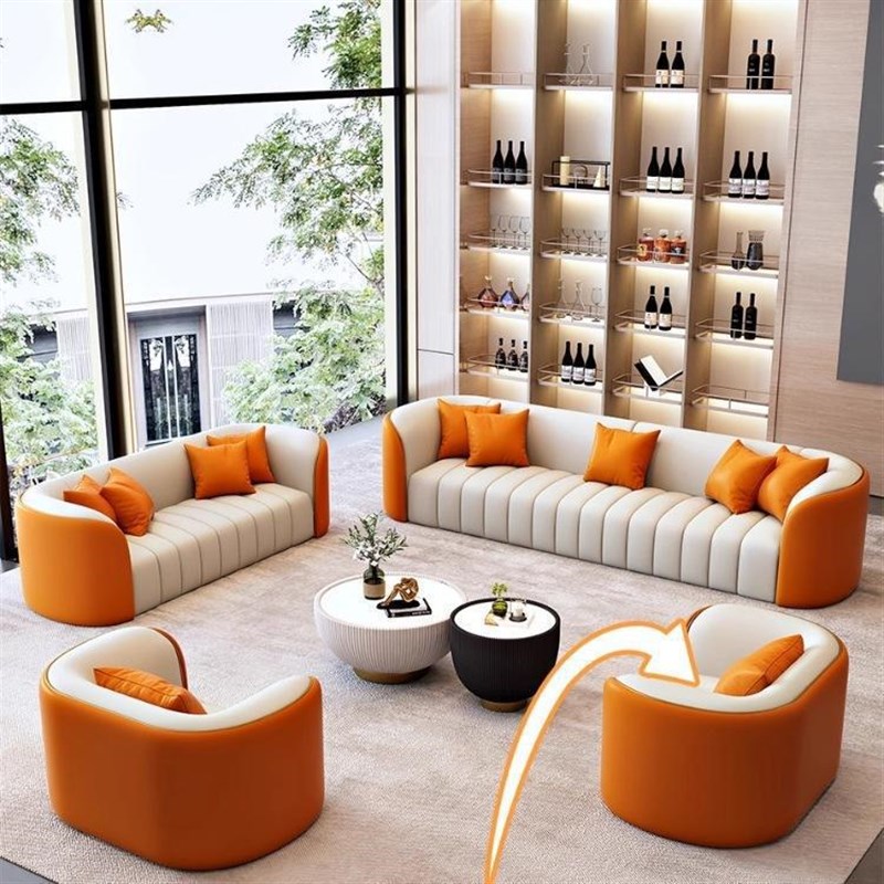 现代简约酒店大堂沙发客厅沙发商务洽谈会客售楼处办公室接待