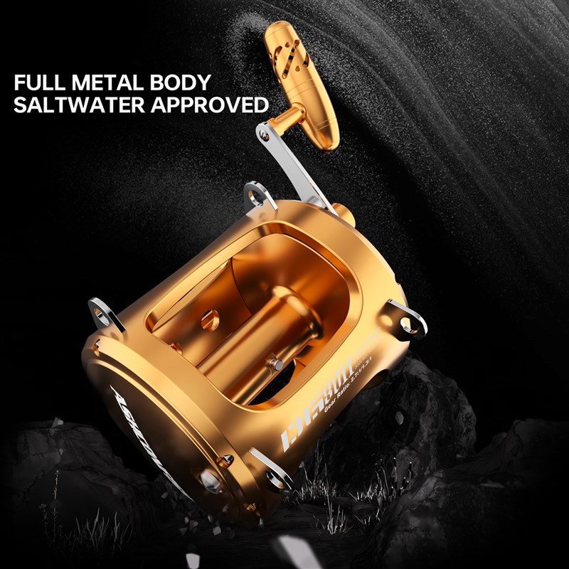 双速比鼓轮 8+1BB全金属海钓轮Jigging Reel铁板船钓拖钓渔轮