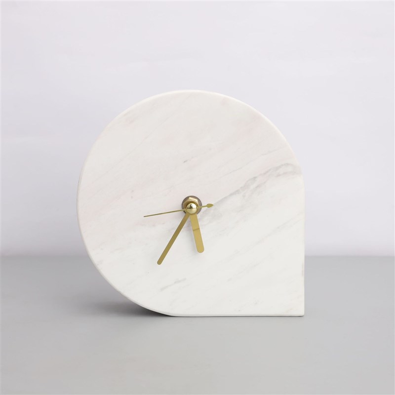 现代简约大理石座钟摆件样板房售楼部玄关书房桌面钟表软装饰品