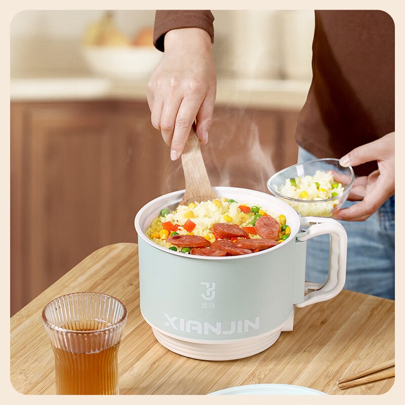 显进电煮锅 泡面锅宿舍寝室家用小电锅学生小火锅多功能蒸煮一体1