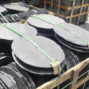 现货黑色板岩圆形踏步石 地面汀步石黑山石 踏步石青板踏步石材板
