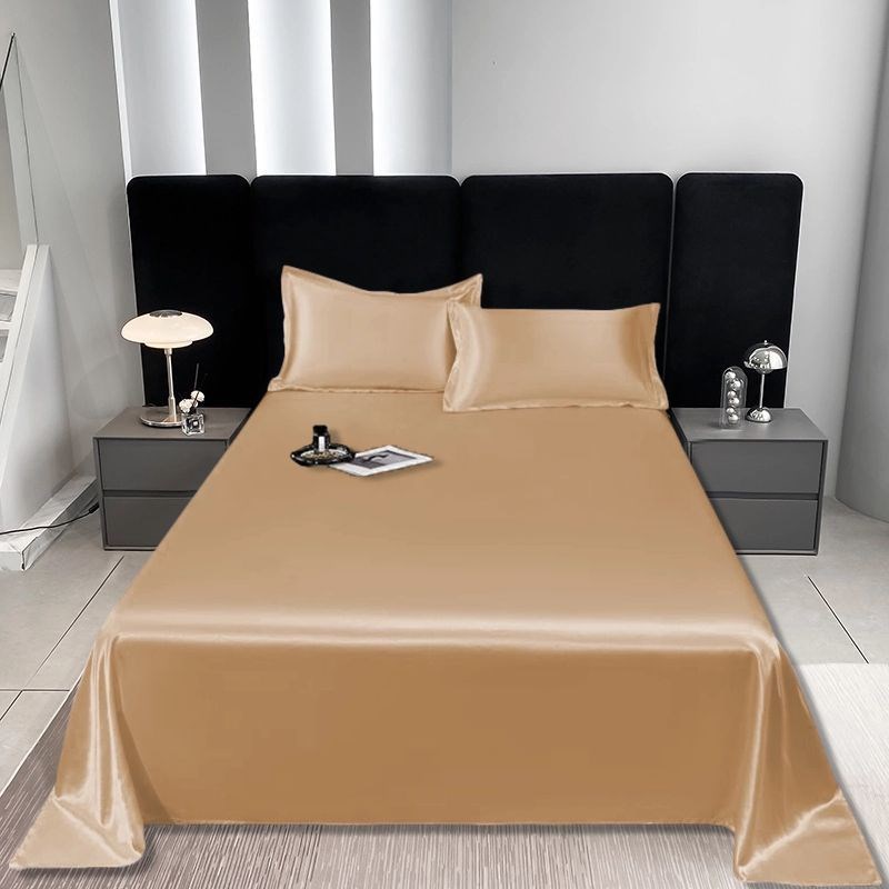 凉感冰丝床单单件夏季裸睡单人纯色被单学生宿舍1.5m枕套三件套新