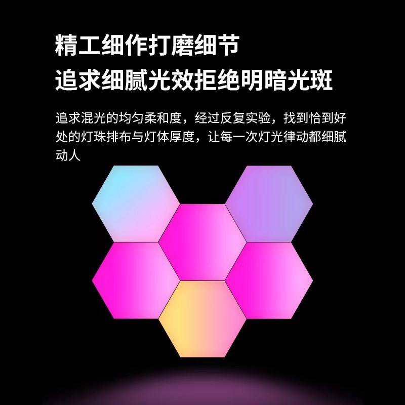 电竞房氛围灯电脑桌面拼接造型拾音rgb感应量子灯墙壁装饰蜂窝灯