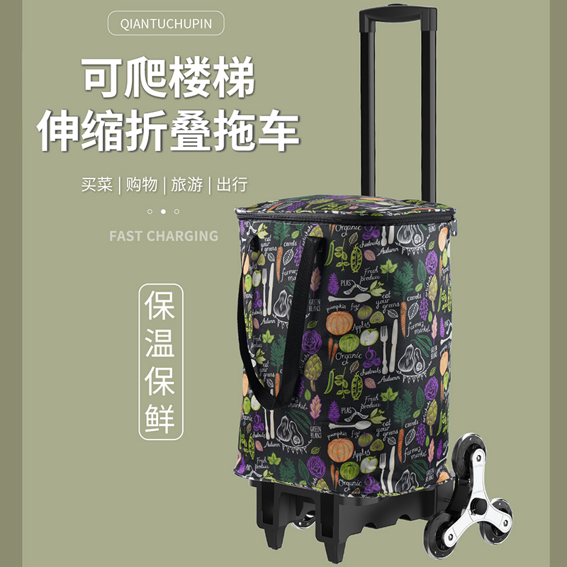 家用可伸缩折叠买菜小拉车拉杆购物可爬楼行李车超市手拉包大容量