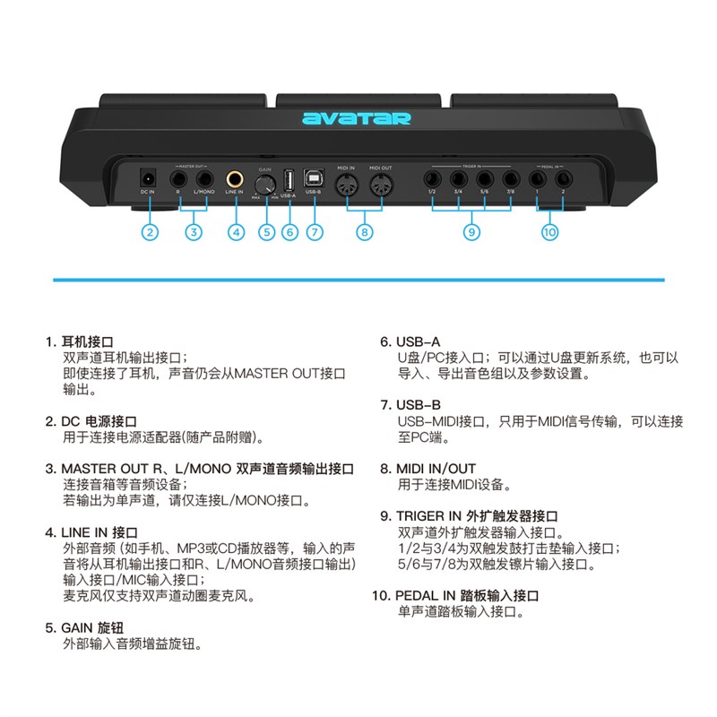 海星王avatar电子打击板PD708电音打击垫705便携式电子鼓舞台演出