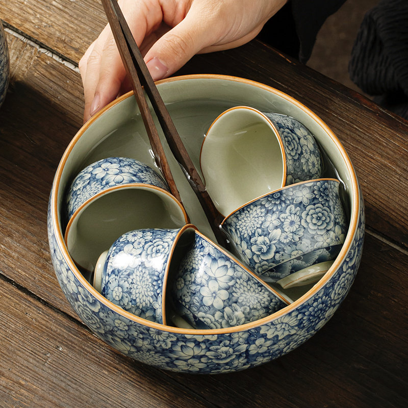 宋韵青瓷汝窑茶洗大号茶具茶洗缸水盂特大号茶碗端茶道